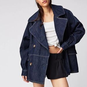 FREE PEOPLE Denim Car Coat, Size S